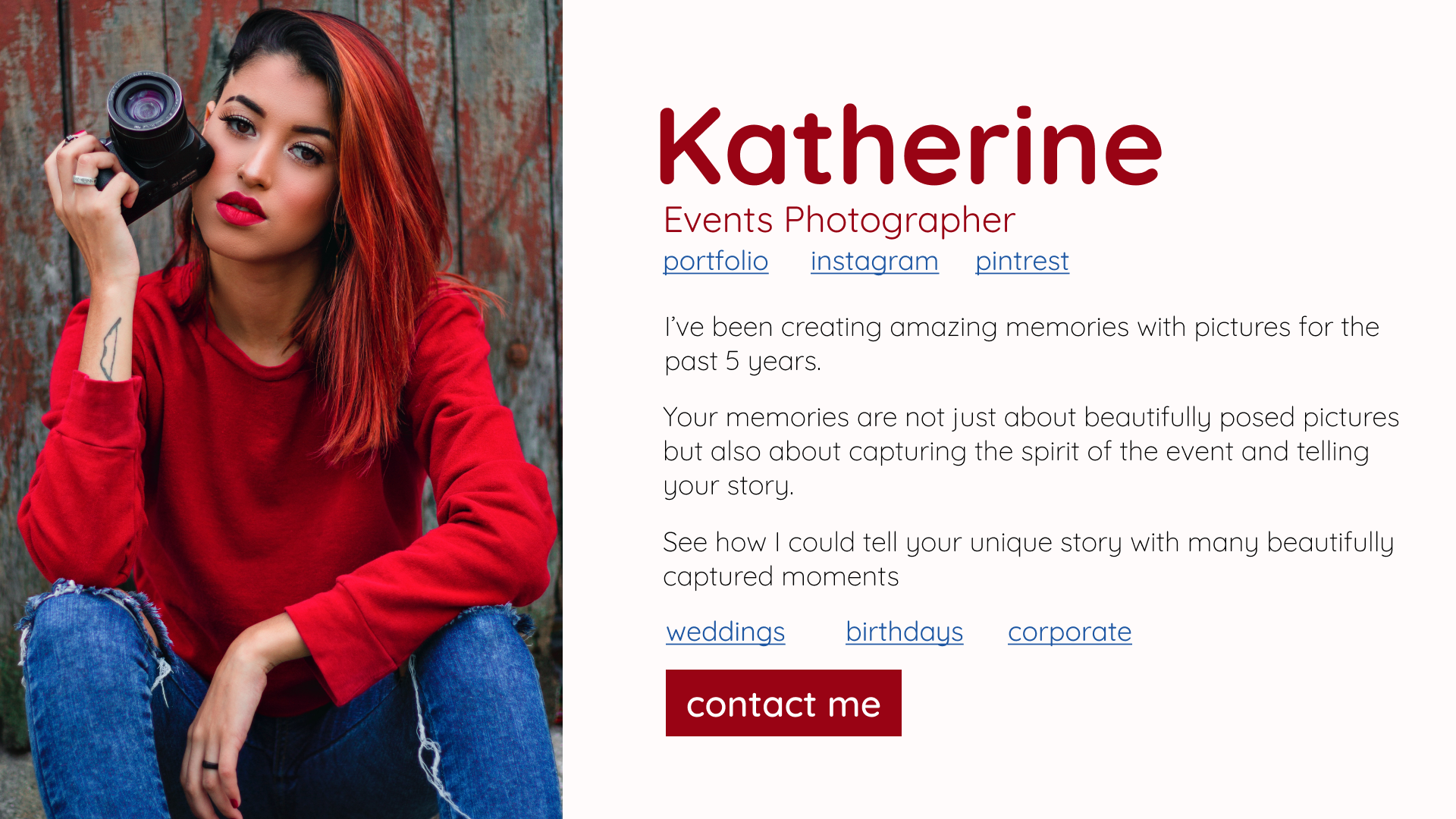 Katherine - Events Photographer prototype
