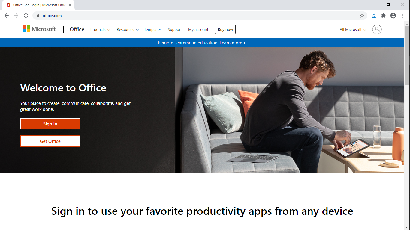 Microsoft login screen in normal colors