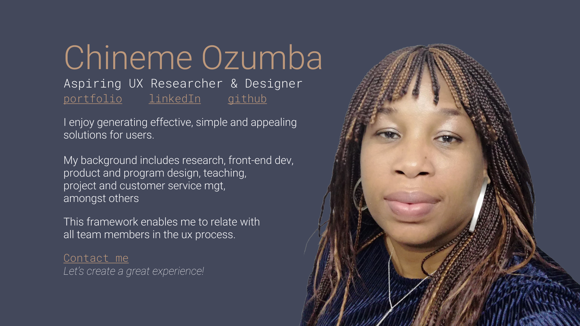 Chineme - Aspiring UX Researcher and Designer prototype